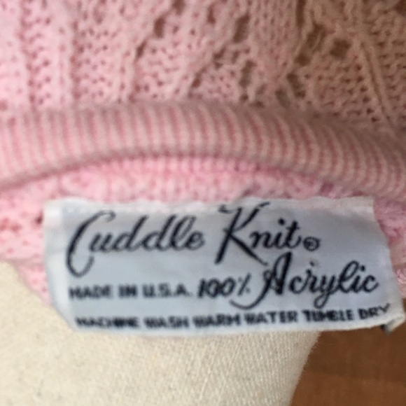 Vintage Cuddle Knits Baby Pink Shell Pattern Relaxed Fit Cardigan Sweater M L - Picture 3 of 10